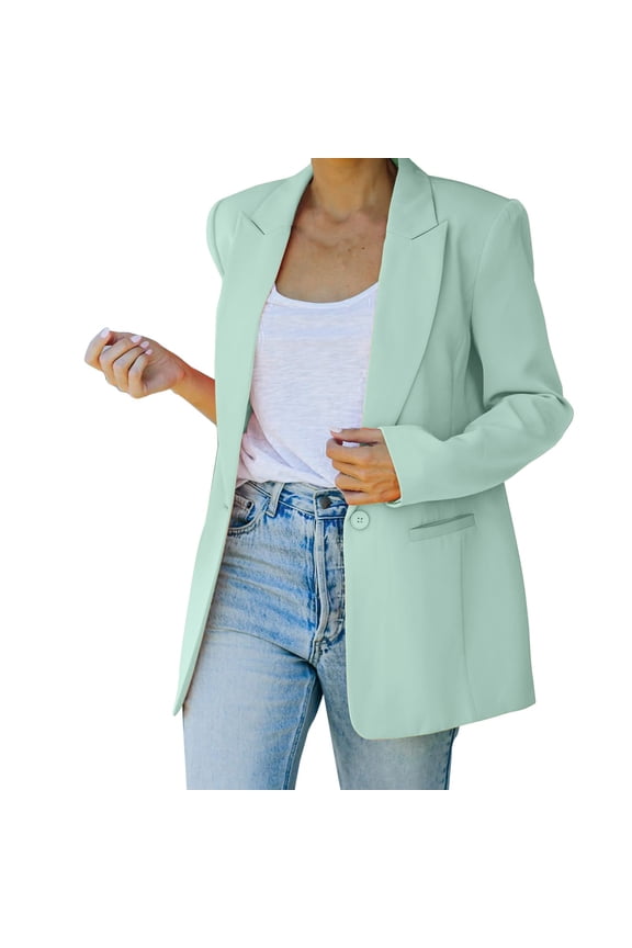 Women's Blazers & Suit Jackets, Women's Casual Light Weight Thin Jacket Slim Coat Long Sleeve Blazer Office Business Coats Jacket Mint Green Xl