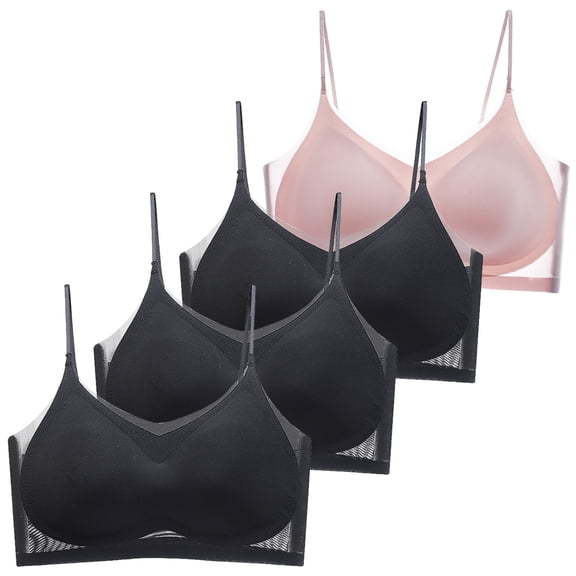 Hontri Women's Bra Set 4-Piece Sheer Mesh Seamless Bralette Supportive Anti-Sagging Sleep Bra - A/B/C/D/E/F/G/H/I/J/K/L/M/N/O/P/Q/R/S/T/U/V/W/X/Y/Z - M/L/XL/XXL/XXXL/XXXXL (I | 4XL)