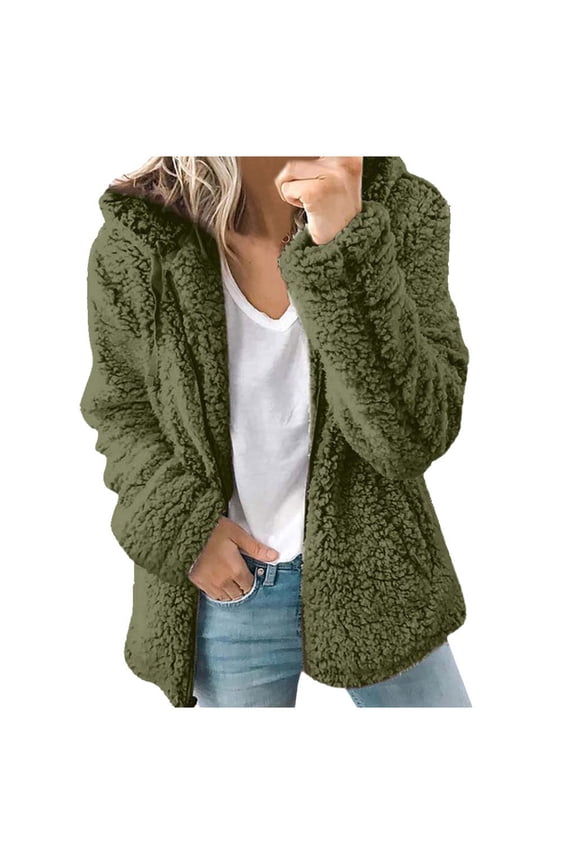 Women's Coats and Jackets on Sales, Coat O-Neck Solid Faux Jacket Outerwear Ladies Long Winter Warm Womens Women's Coat Green,Gray,Pink,Khaki