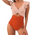 thumbnail image 1 of Clearance! Hontri Women's Slimming And Shielding Two Piece Swimsuit for Women with Straps Plus Size Swimwear Orange L, 1 of 5