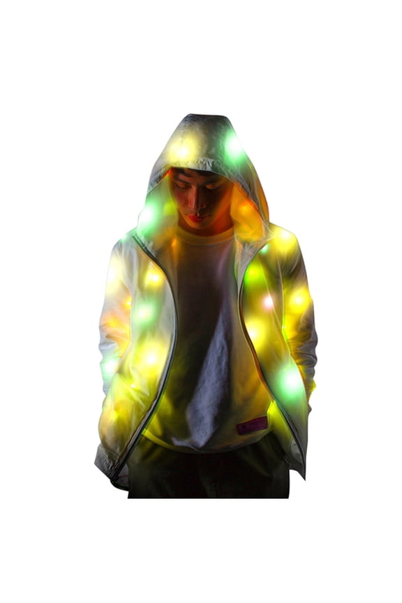 Women's Plus Size Coats And Jackets On Sales, Women Sleeve Jacket Clothing Glowing Men Coat Long Colorful Led Luminous Women's Coat White