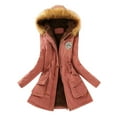 thumbnail image 1 of Hontri Women's Fleece Jackets & Coats, Winter Womens Warm Coat Hooded Jacket Slim Winter Outwear Coats Pink L, 1 of 8