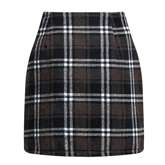 Hontri Women's High Waist Plaid Skirt Skinny Pencil Wool Mini Skirt | Ladies Pants Clearance! A S