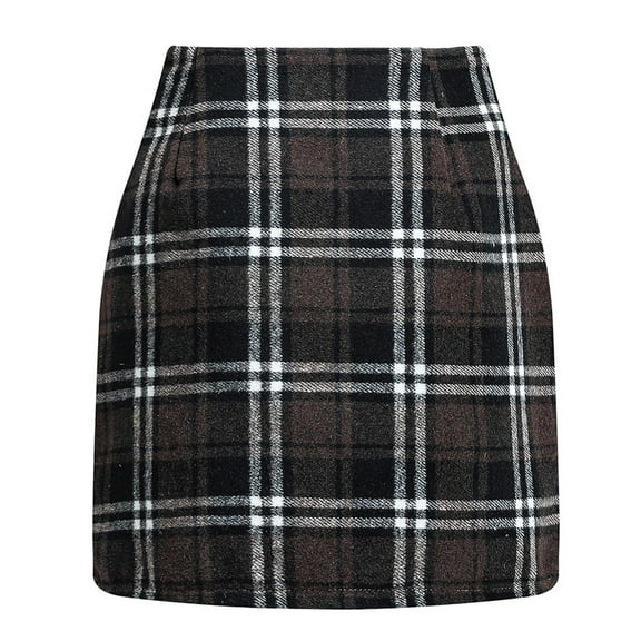 Hontri Women's High Waist Plaid Skirt Skinny Pencil Wool Mini Skirt | Ladies Pants Clearance! A Xx-Large