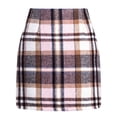 thumbnail image 1 of Hontri Women's High Waist Plaid Skirt Skinny Pencil Wool Mini Skirt | Ladies Pants Clearance! Red S, 1 of 3