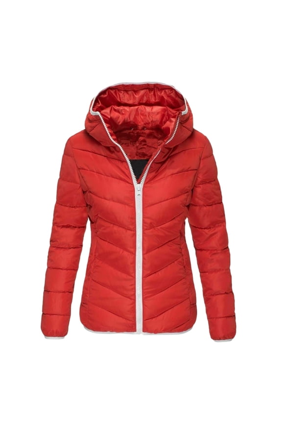 Women's Down Jackets & Parkas on Sales, Women's Winter Jacket Quilted Jacket Hooded Cotton Coat Long Sleeve Jackets Outwear White,Red,Black,Navy,Green