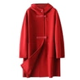 thumbnail image 1 of Hontri Women's Lightweight Jackets for Fall on Sales, Women Lapel Long Trench Hooded Jacket Autumn Coats Slim Jacket Long Outwear Womens Black,Red,A, 1 of 5