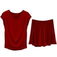 thumbnail image 1 of Hontri Women's Modal Lounge Set – V-Neck Sleeveless Pajama Shorts Set, Comfortable Sleepwear & Home Outfit for Summer (Wine | XXL), 1 of 7