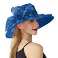 thumbnail image 1 of Hontri Women's Organza Solid Color Large Flower Sunshade British Noble Lady Elegant Temperament Sun Hat | Accessories Clearance! Blue One Size, 1 of 7