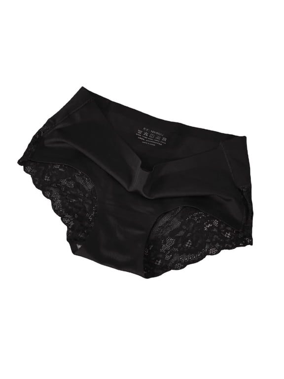 Hontri Women's Panties Clearance Clothes under $5.00-Underwear Women Pack,Women's Ice Silk Mid Rise Seamless Lace Cotton Crotch Breathable Large Size Briefs
