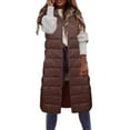 thumbnail image 1 of Hontri Women's Parkas, Autumn Winter New Down Vest for Women Long Over Knee Slim Versatile Hooded Down Jacket Vest Coffee Xl, 1 of 9