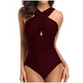 thumbnail image 1 of Hontri Women's Plus Size One Piece Swimsuit Clearance! Slimming Swimsuits for Women Wine L, 1 of 6