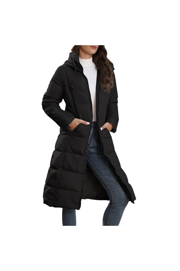 Women's Puffer Jackets, Women's Packable Down Jacket Hooded Puffer Jacket Lightweight Winter Coat Black Xxl