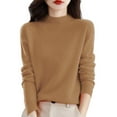 thumbnail image 1 of Hontri Women's Pullover Sweater Women's Semi Turtleneck Sweater Long Sleeve Solid Color Pullover with A Base Shirt Autumn and Winter Warm Loose Sweater Gold Xl, 1 of 5