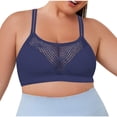 thumbnail image 1 of Hontri Women's Solid Color Underwire Bra - Large Size Hollow Sports Blue 2 M, 1 of 8