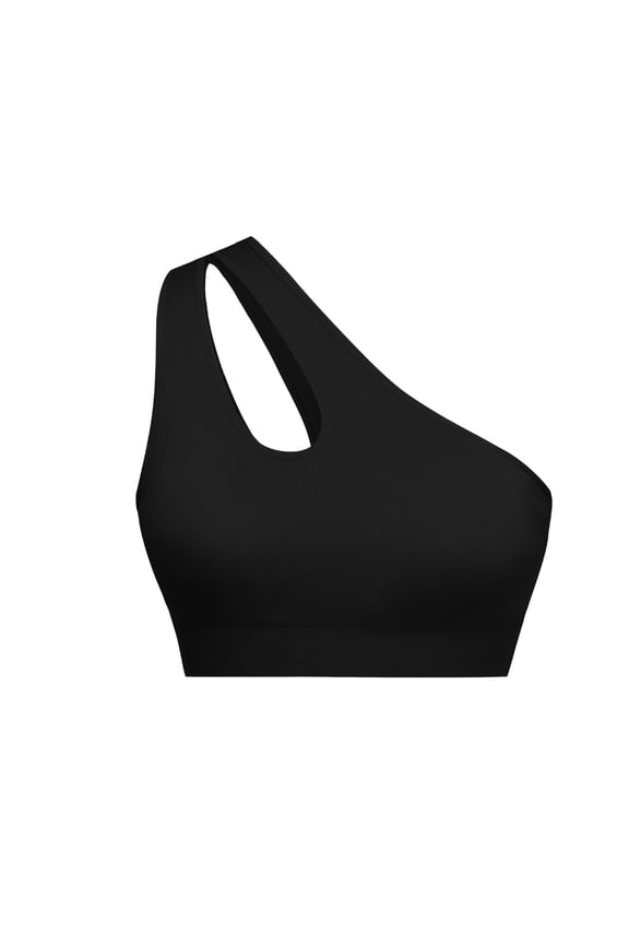 Women's Solid Mesh Sports Bra - Hollow Breathable Black L