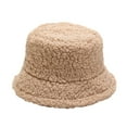thumbnail image 1 of Hontri Womens Hats Fashion Clearance! Winter Faux Fluffy Cow Print Bucket Hats Women Outdoor Warm Sun Hat Soft Velvet Fisherman Cap Lady Panama Female Black Funeral Hat Under $5, 1 of 8