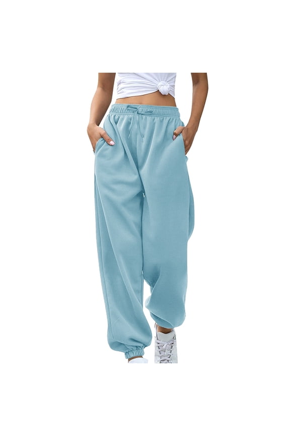 Womens Khaki Pants Clearance! Women's Waistband Sweatpants Jogging Pants Workout High Waist Yoga Sweatpants with Pockets 100% Cotton Pants for Women