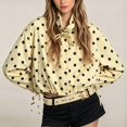 thumbnail image 1 of Hontri Womens Polka Dot Zip up Cropped Jackets Lightweight, Lapel Collar, Casual Trendy, Fall Spring Outfits, Streetwear Yellow S, 1 of 4