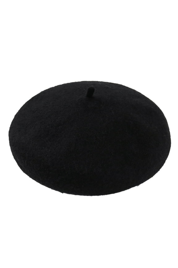 Wool Berets in Clearance, Women New Solid Color Adjustable Wool Beret Wool Warm Hat in Autumn And Winter, Female Black One Size