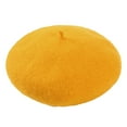 thumbnail image 1 of Hontri Wool Berets in Clearance, Women New Solid Color Adjustable Wool Beret Wool Warm Hat in Autumn And Winter, Female Yellow One Size, 1 of 8