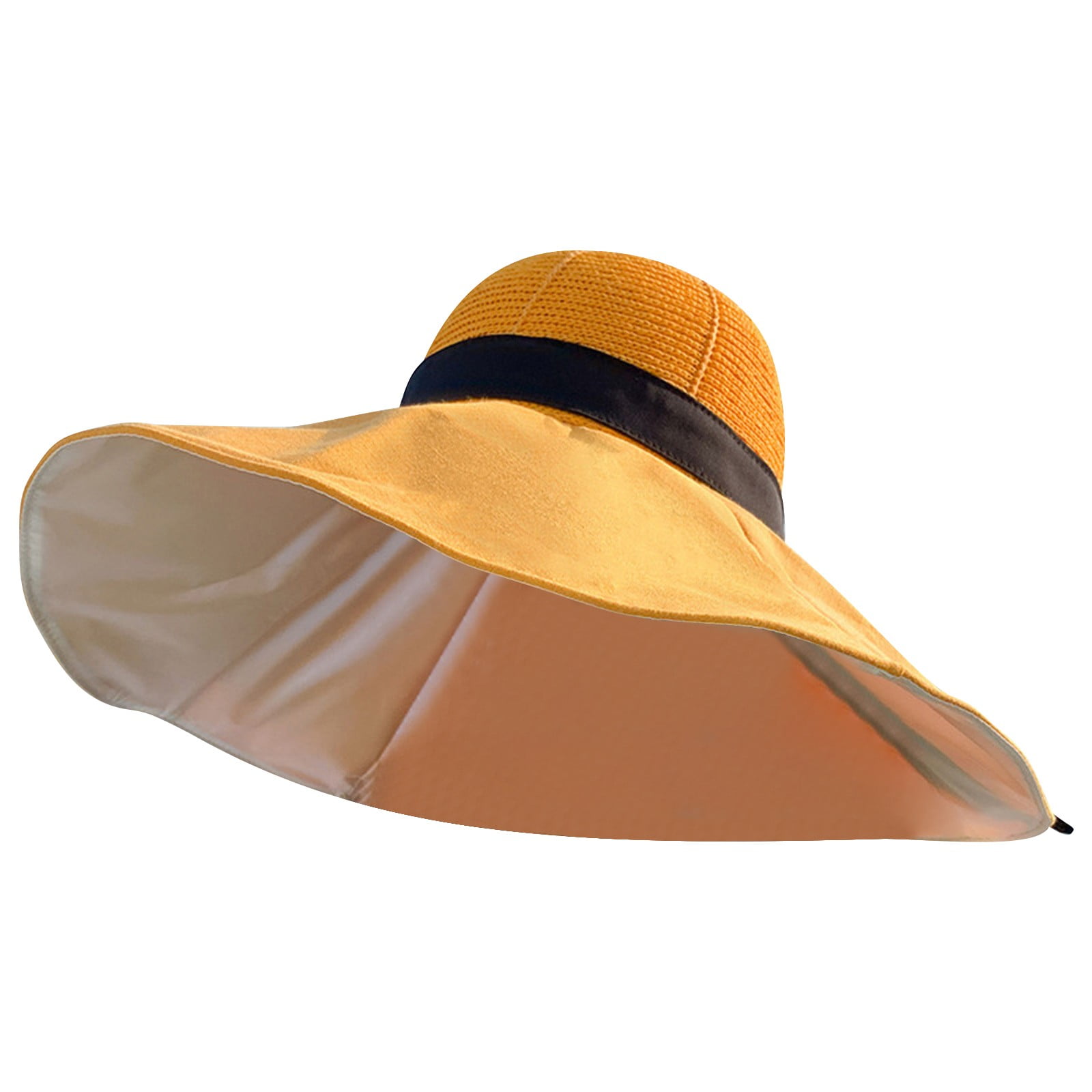 Yellow Breathable Knit Sun Hat 58 cm Circumference Lightweight Trendy Everyday Wear main image 1