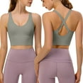thumbnail image 1 of Hontri Yoga Bra, Women's Solid Color Seamless Thin Belt Thin Elastic Casual Bottom Bra Yoga Underwear Green Xxl under $10, 1 of 5