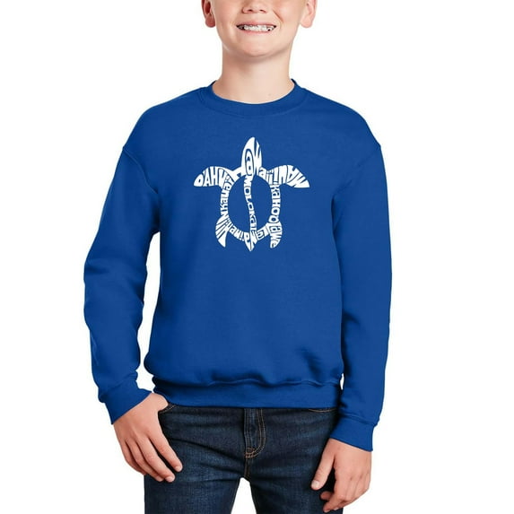 Honu Turtle - Hawaiian Islands - Boy's Word Art Crewneck Sweatshirt