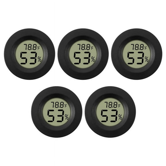 Honza LCD Display Digital Thermohygrometer, Humidity Meter Gauge, Silver (5 Pack)