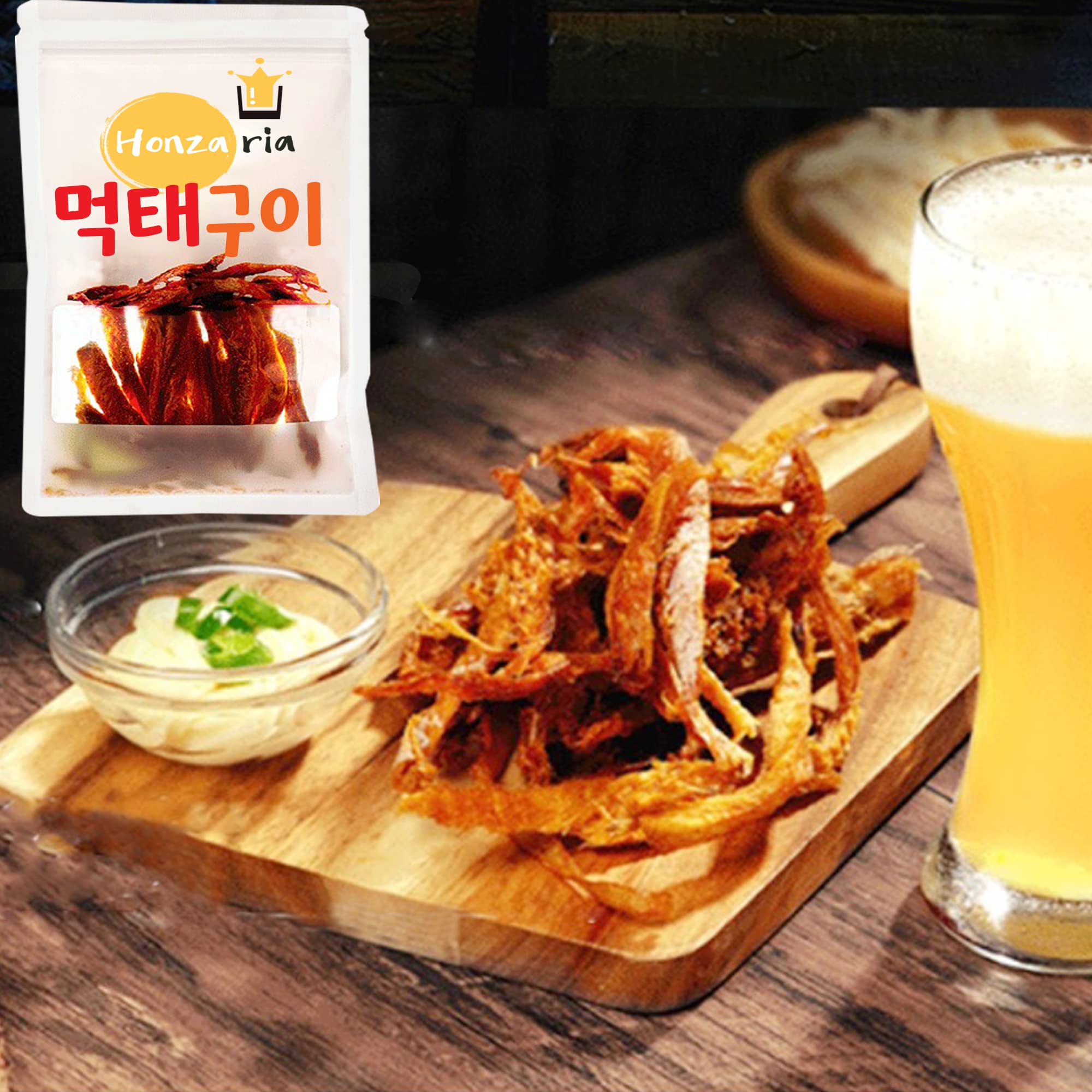 Honzaria Marinated Dried Pollack CM31 Seafood Jerky Snack, Korean Spicy