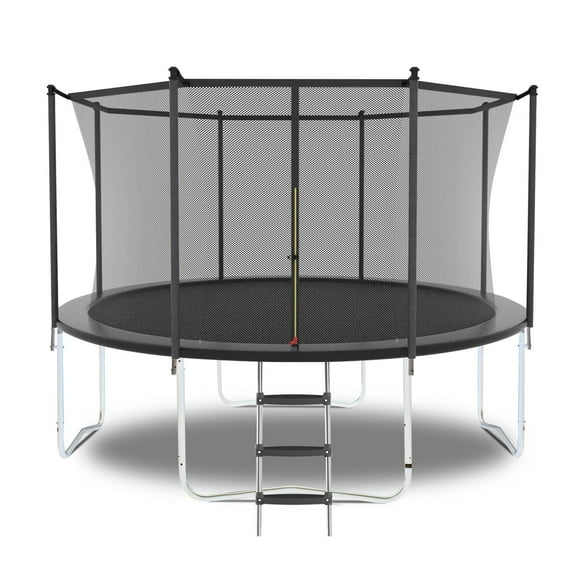 HooKung 14ft Trampoline with Enclosure Safety Net Jumping Fun Trampoline Heavy-duty Jump Pads, Spring-loaded for Kids and Adults