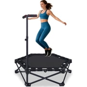 HooKung 37" Foldable Mini Trampoline, One-Step Fold & Open, Rebounder Trampoline for Adults, 330lbs Max Load, 3-Level Adjustable T-Bar, Indoor & Outdoor Workout