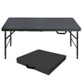 thumbnail image 1 of HooKung 4 FT Folding Table with Carry Handle, Portable Fold-in-Half Plastic Table, Rectangle Foldable Table for Indoor/Outdoor Black, 1 of 9
