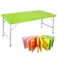 thumbnail image 1 of HooKung 4 FT Folding Table with Carry Handle, Portable Fold-in-Half Plastic Table, Rectangle Foldable Table for Indoor/Outdoor Green, 1 of 7