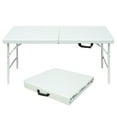 thumbnail image 1 of HooKung 4 FT Folding Table with Carry Handle, Portable Fold-in-Half Plastic Table, Rectangle Foldable Table for Indoor/Outdoor White, 1 of 9