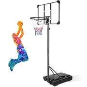 HooKung 6.2 ft - 8.5 ft Adjustable Portable Basketball System, 35.4" x 23.6" Backboard, Indoor and Outdoor