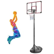 HooKung 7.5 ft - 9.2 ft Adjustable 32" x 24" Backboard Indoor and Outdoor Portable Basketball System