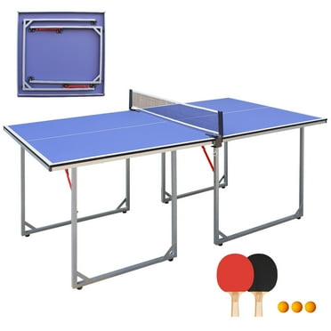 HooKung 6ft Foldable Table Tennis Table Set, Mid-Size Ping Pong Table Portable Table Tennis Game Set with Accessories