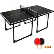 HooKung 6ft Ping Pong Table Foldable Table Tennis Table for Indoor Outdoor with Net, Table Tennis Paddles and Balls, Multi-Use Family Game Table for Kid Teenager Adult
