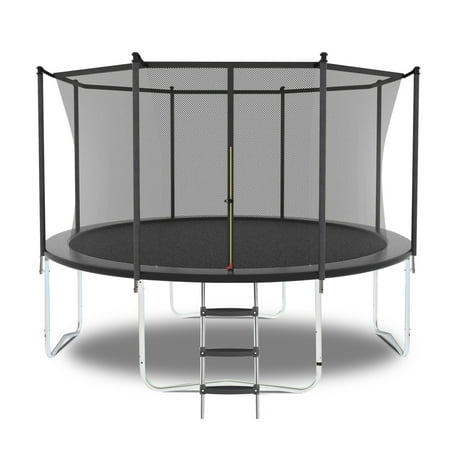HooKung 8FT Trampoline with Safety Enclosure Net, Outdoor Trampoline with Heavy Duty Jumping Mat and Spring Cover Padding for Kids and Adults