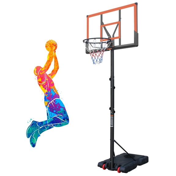 HooKung Basketball Hoop 5.73-10FT Height Adjustable Portable Basketball Goal for Indoor Outdoor Basketball Stand 44 IN Backboard with Wheels