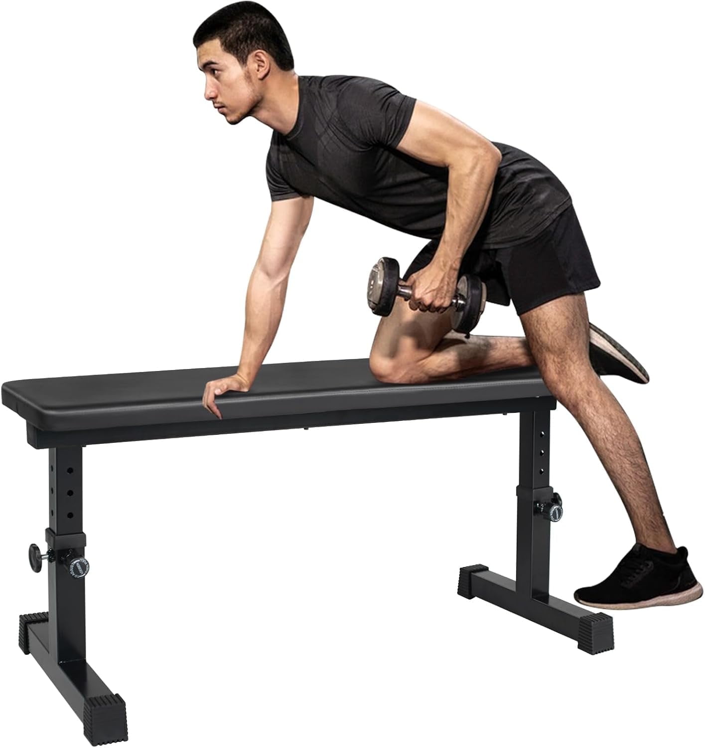 HooKung Flat Weight Bench for Strength Training Universal Adjustable Height