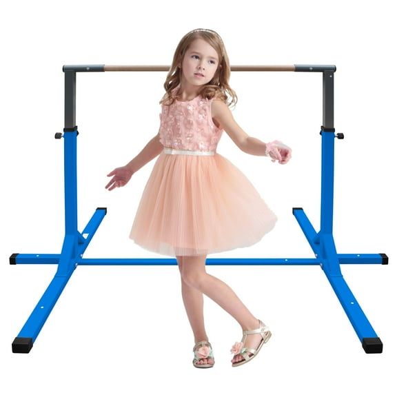 HooKung Gymnastics Bar for Kids, Adjustable Height Gym Bar, Junior Training Kip Bar for Home, Built for kids 3  Years Blue