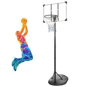 HooKung Portable Basketball Hoop System Basketball Goal Adjustable Height 7.5ft-9.2ft with 32 inch Backboard Outdoor