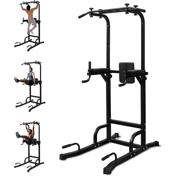 HooKung Power Tower Dip Station Pull Up Bar for Home Office Gym, Multi-Function Workout Dip Station Power Tower for Full Body Strength Training Fitness Equipment, Pull Up Stand Holds Up to 440LBS
