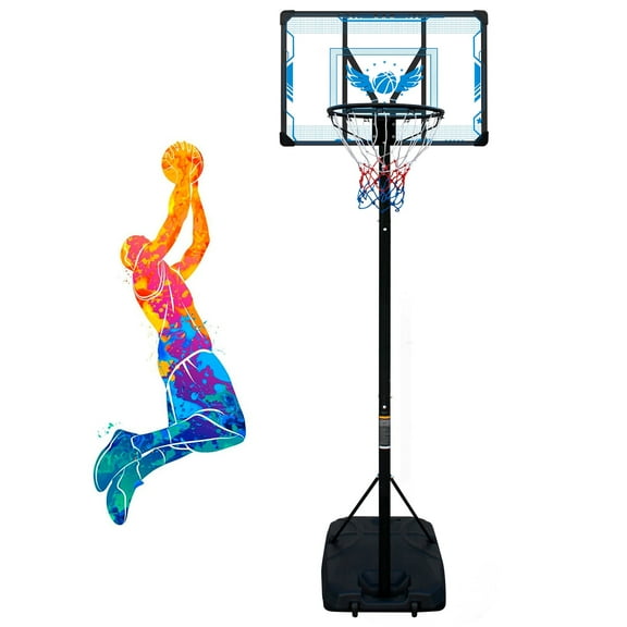 HooKung Teenagers Youth Portable Basketball Hoops Height Adjustable 4,7ft -10ft Basketball System 44'' Backboard with Wheels for Driveway Indoor Outdoor Pool Use