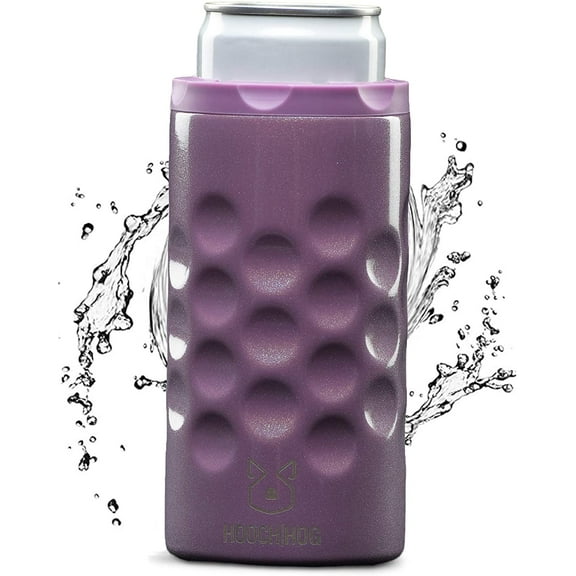 Hooch|Hog Slim Can Cooler - Insulated Stainless Steel Drink Sleeve Fits All 12 oz. Skinny Cans (Purple)