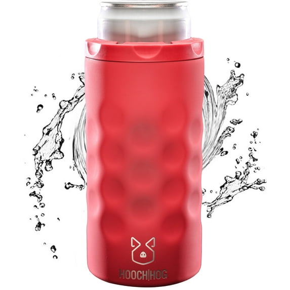 Hooch|Hog Slim Can Cooler - Insulated Stainless Steel Drink Sleeve fits all 12 oz. Skinny Cans (Red)