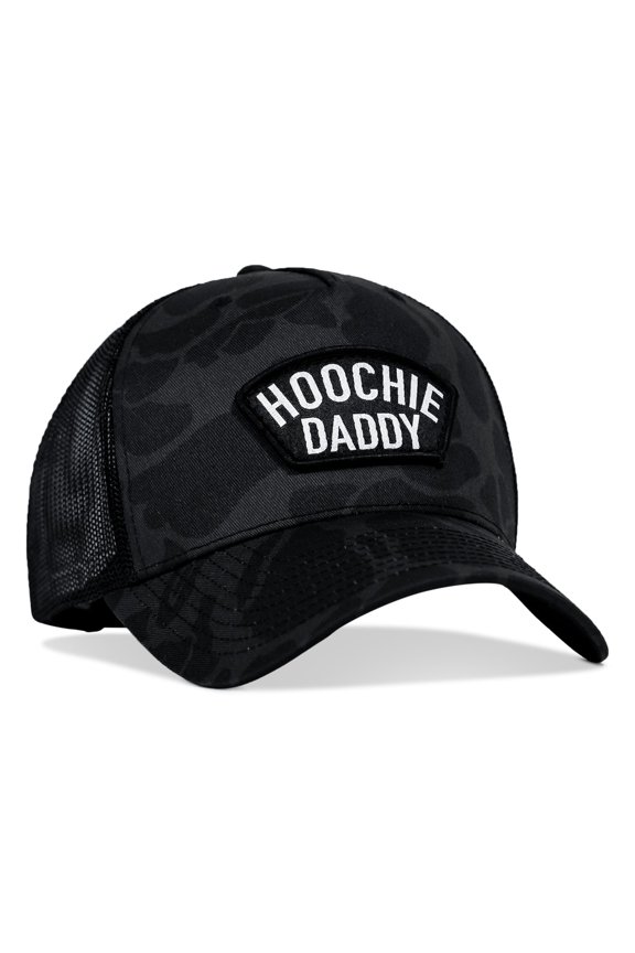 Hoochie Daddy Arched Patch Snapback Hat Black Duck Camo