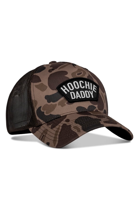 Hoochie Daddy Arched Patch Snapback Hat Brown Duck Camo